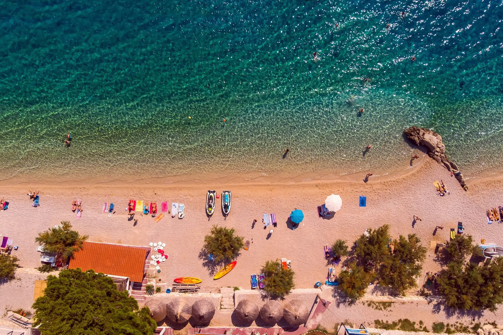 aerial view of a beach and sea