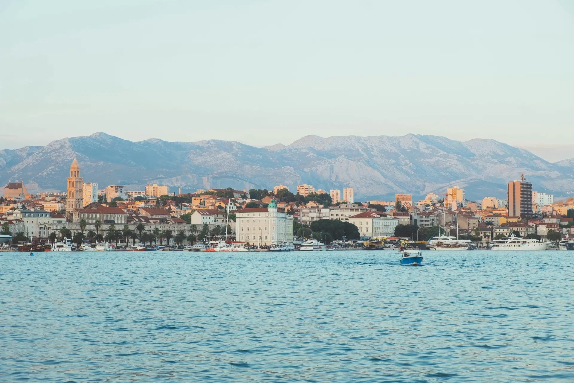 panoramic view of town from the sea