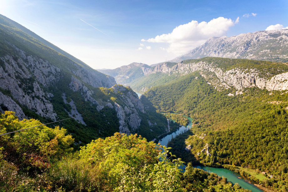 Zip line above canyon of river Cetina