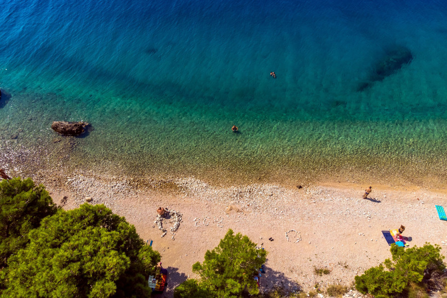Crystal clear sea and pebble beaches in area