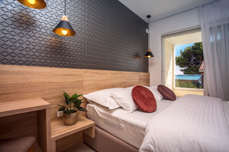 Bedroom No. 1 with double bed with en-suite and exit to terrace