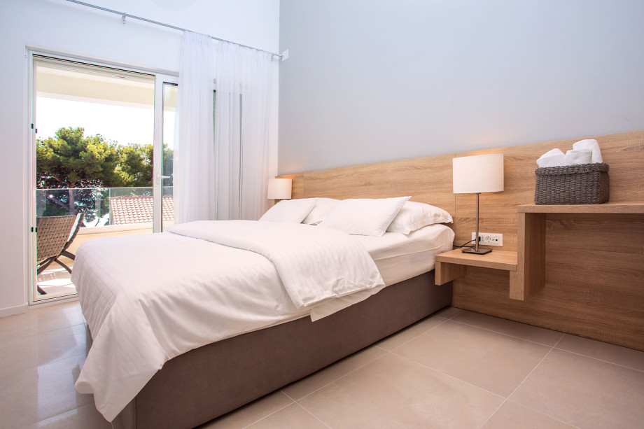 Bedroom No. 1 with double bed with en-suite and exit to terrace