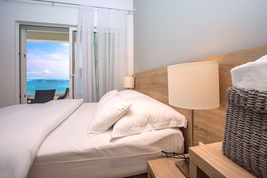 Bedroom No. 1 with double bed with en-suite and exit to terrace