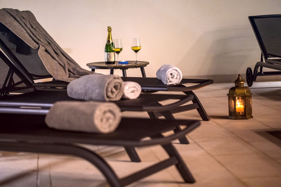 deck area for relaxing at night and day