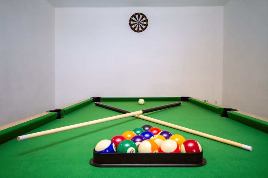 Billiards in a garage at the parking area