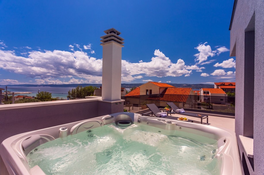 Villa Topaz has two jacuzzies, the first one  near the pool and on the terrace