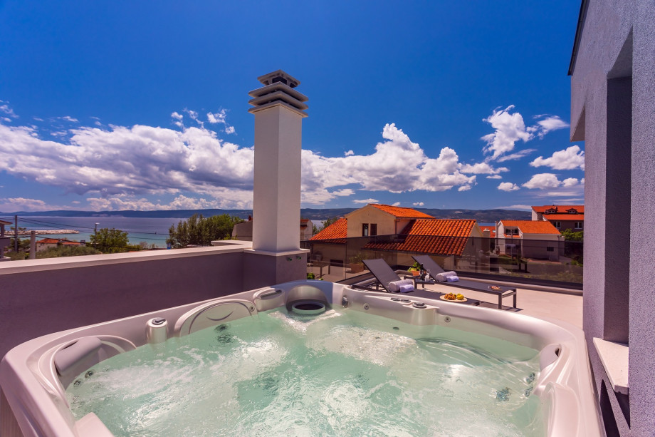 Villa Topaz has two jacuzzies, the first one  near the pool and on the terrace