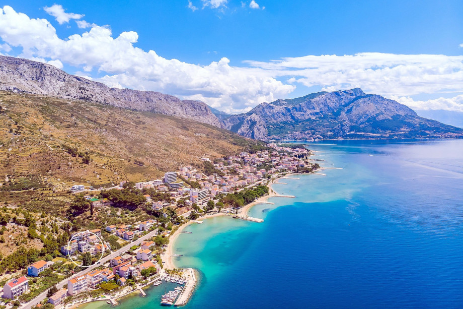 The view from the air on the beautiful beach and clear blue sea