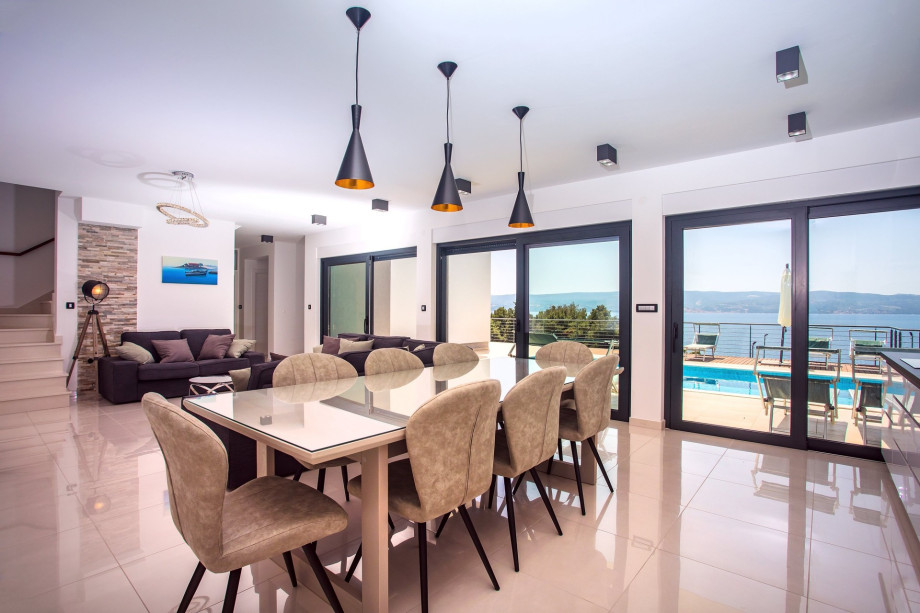 beautiful pool view from living & dining area