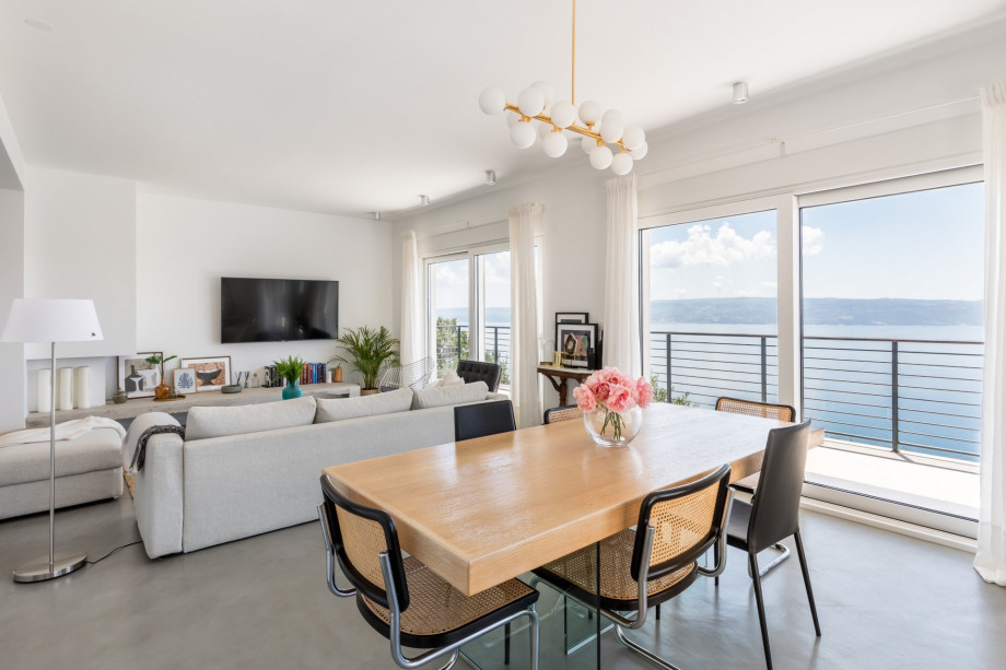 Connected dining and living area and amazing panoramic sea view