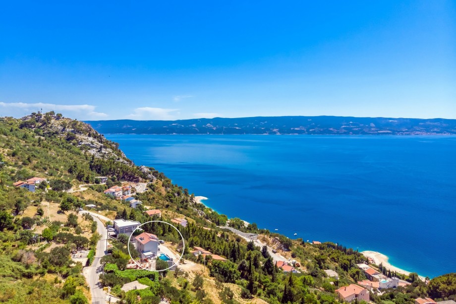 Marked position of the Villa, located 1,5km from the beach