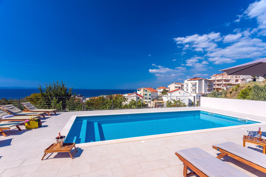 The sun deck area with 12 deck chairs offers amazing views.