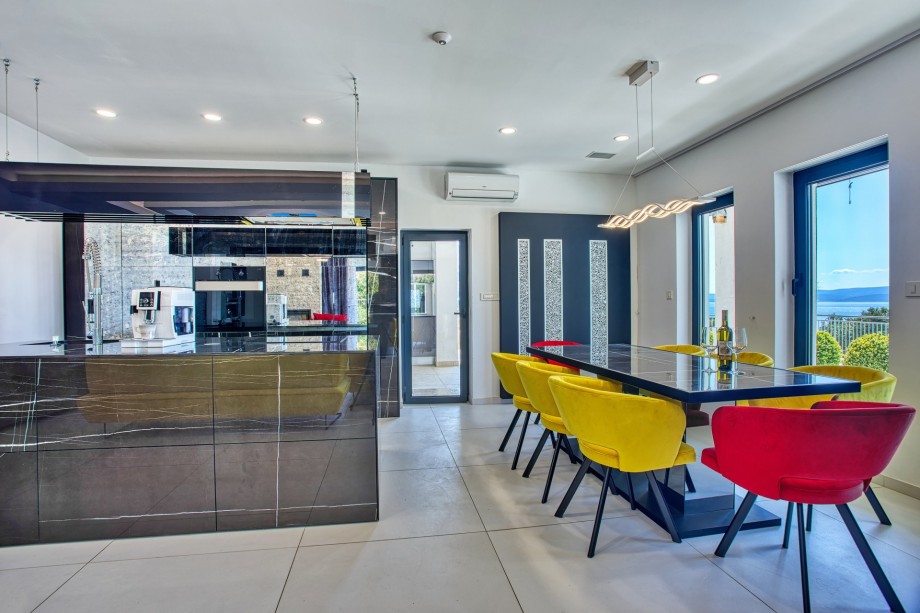 A comfortable dining area for 8 people