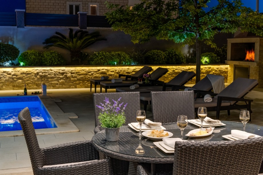 Enjoy evenings at the pool area with carefully selected lights around