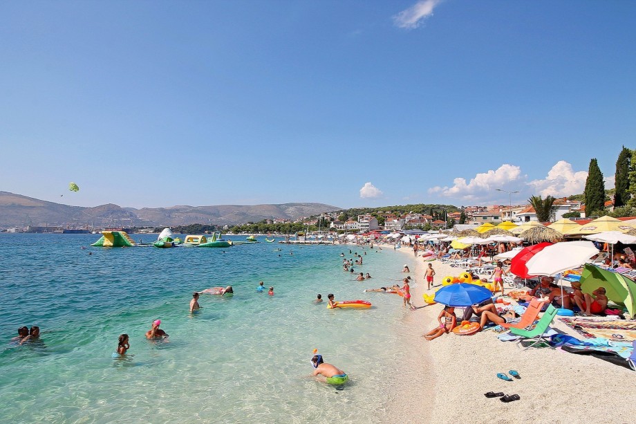 Pebble beach with a lot water attractions and services, 100m far from villa,