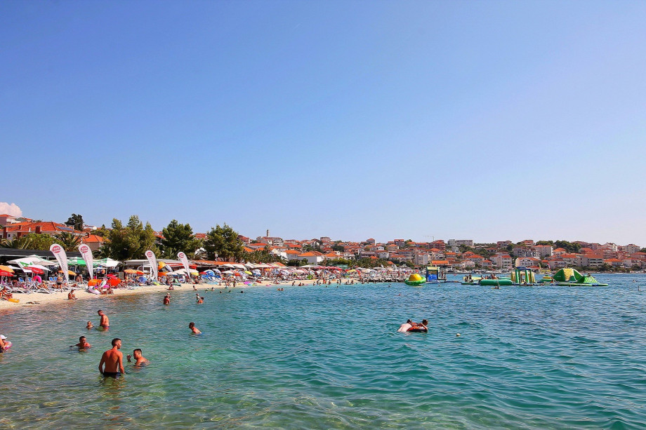 Pebble beach with a lot water attractions and services, 100m far from villa,