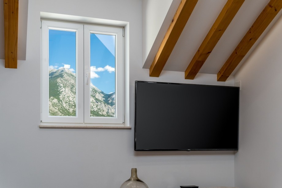Living room provides perfect view, Biokovo mountain..