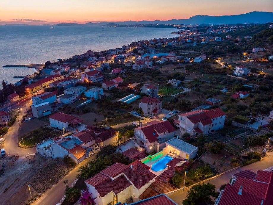 Panoramic views on the sea, islands, and town Split, located only 200m from the beach