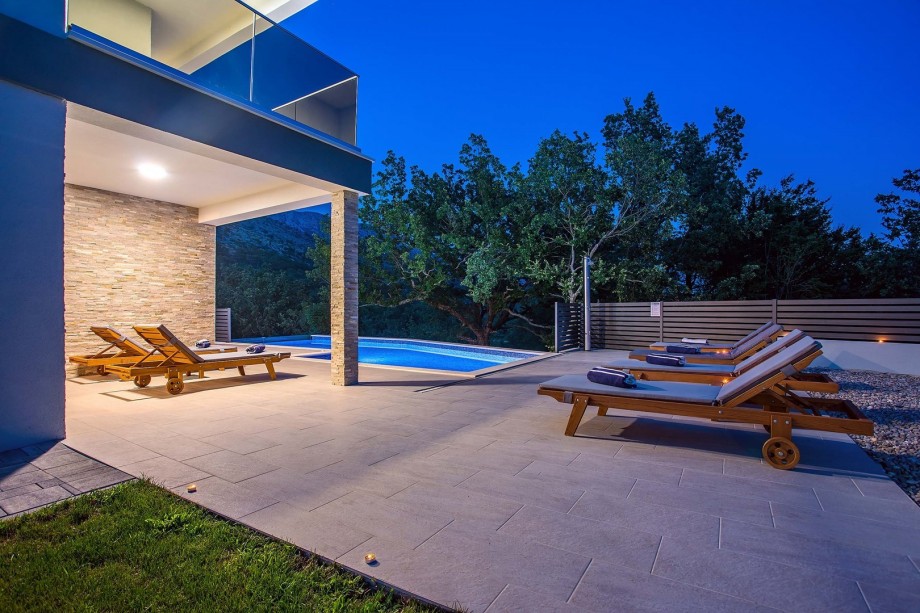 The pool area in the evening great for relaxing