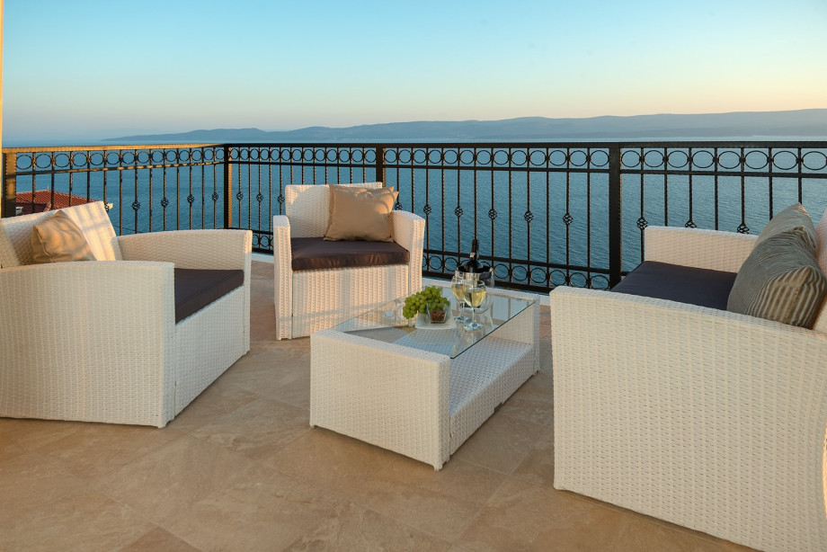 The huge terrace in bedroom no. 4 with panoramic sea views.