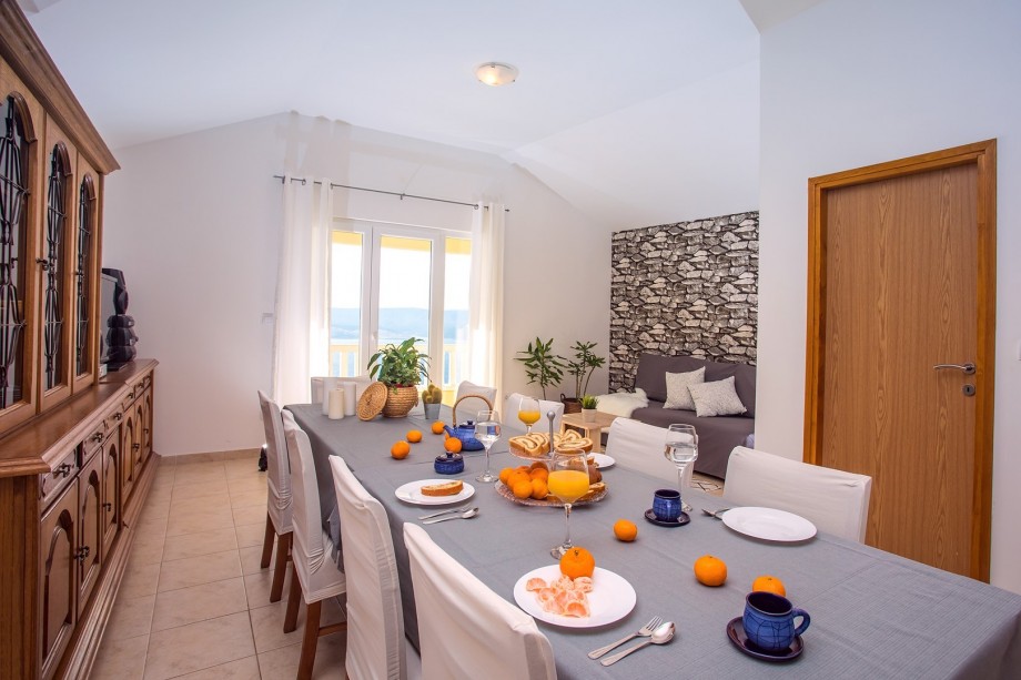 Living area  very spacious with kitchen and exit to terrace with sea view, 2nd floor