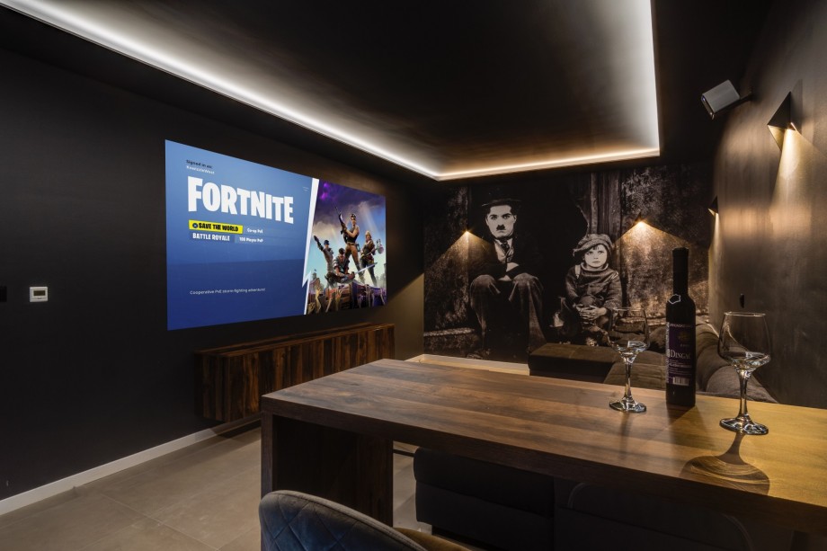 A Media room offers a Projector, PS4, and Netflix