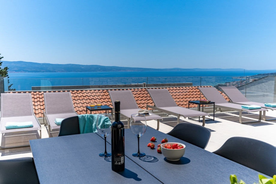 The sunsets from here are simply amazing and the views on the Omiš town lights, and on the island Brač in the evenings are also breathtaking.