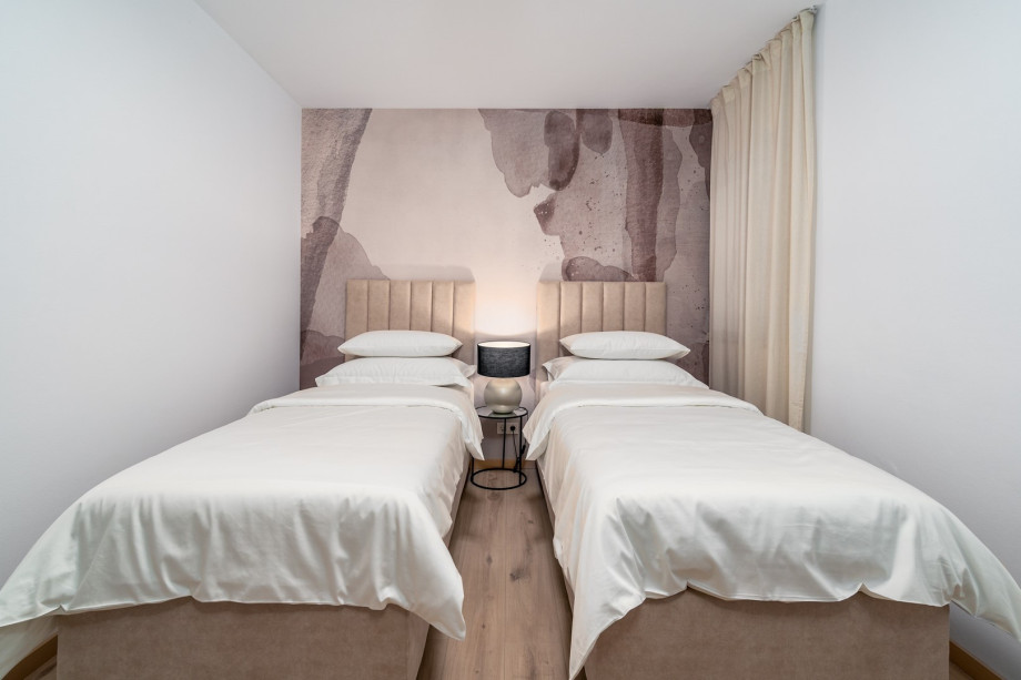 Bedroom No5 (12sqm) with 2 single beds 90cmx200cm that can connect into a king size bed, A/C