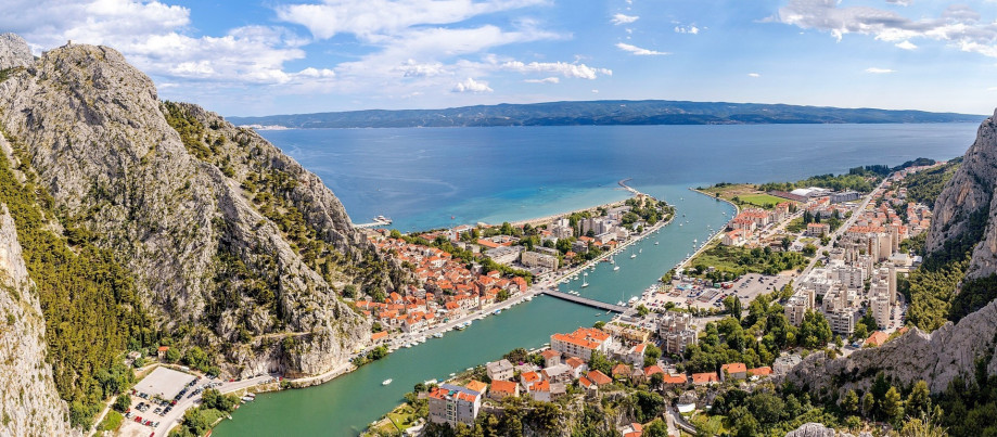 Where the Cetina river meets the Adriatic sea, in Omis town (20 km far)