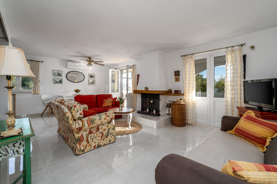 The living room is air-conditioned