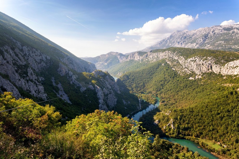 Zip-line, attraction and activity above Cetina river canyon