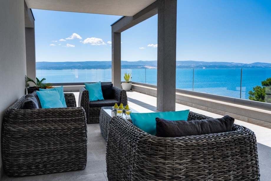 Lounge area on the top floor with amazing sea view
