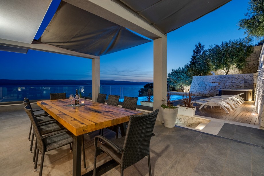 Beautiful sea views from the covered outdoor seating area