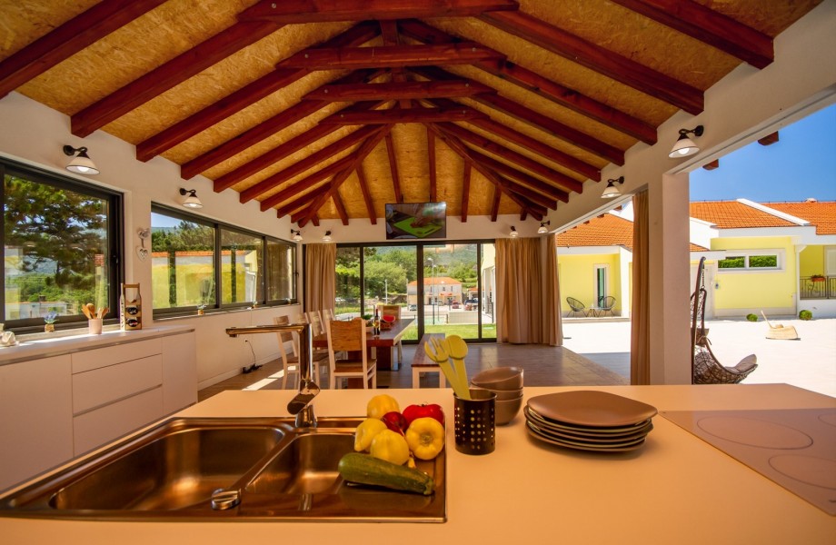 Fully equipped and spacious summer kitchen with TV and barbecue