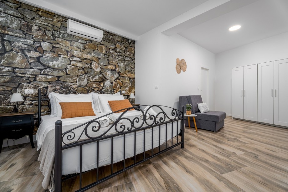 Bedroom No2 with double bed and a sofa bed and en-suite bathroom