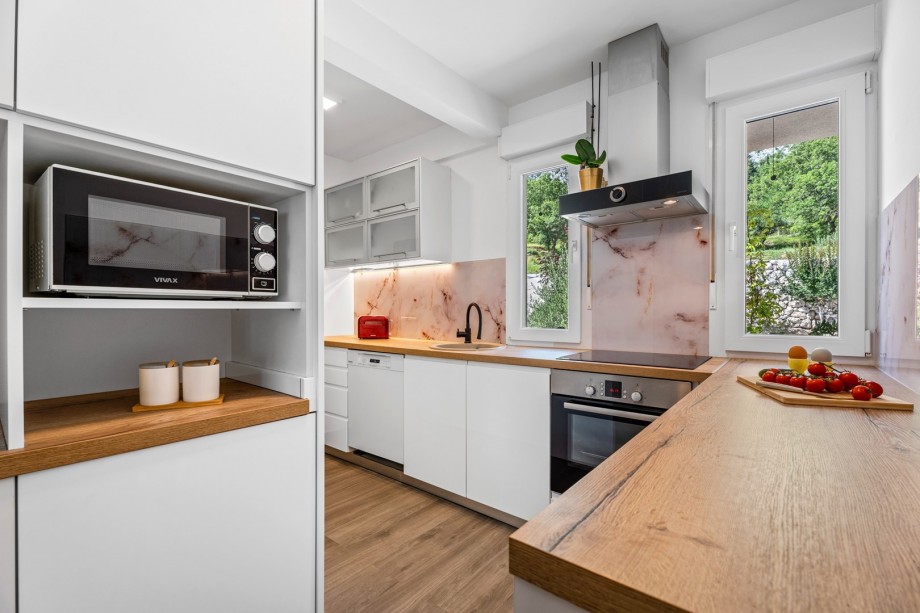 Fully equipped kitchen with all the guest might need .