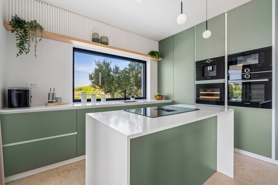 Beautiful kitchen with Coffee maker Bosh - espresso