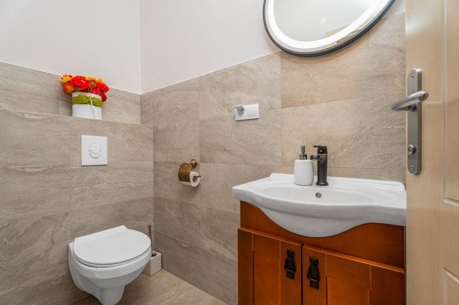 A separate toilet next to the living area