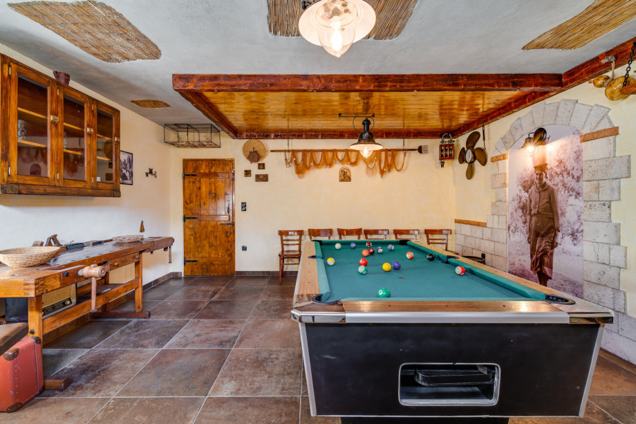 Billiar at lower ground floor, garage level