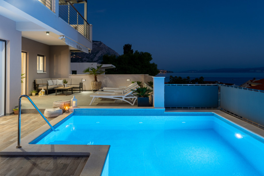 Enjoy the evenings at the pool area while swimming in a private pool