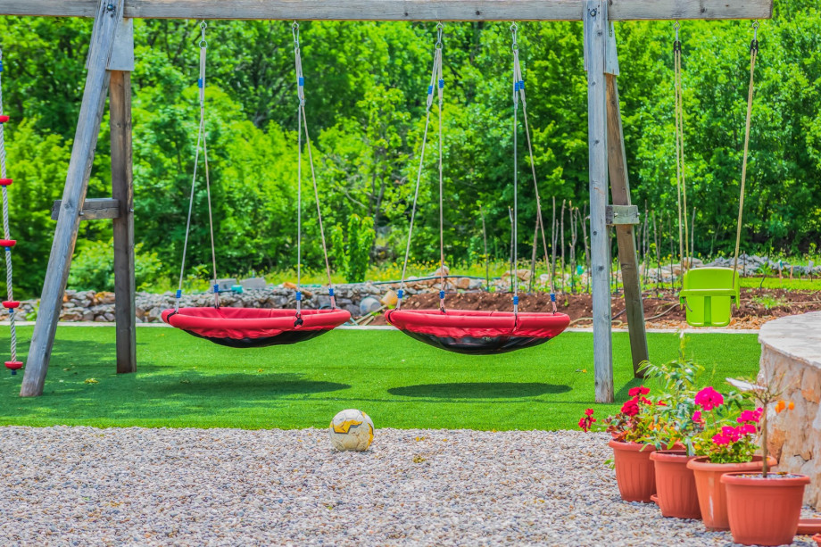Playground with swings and a slide