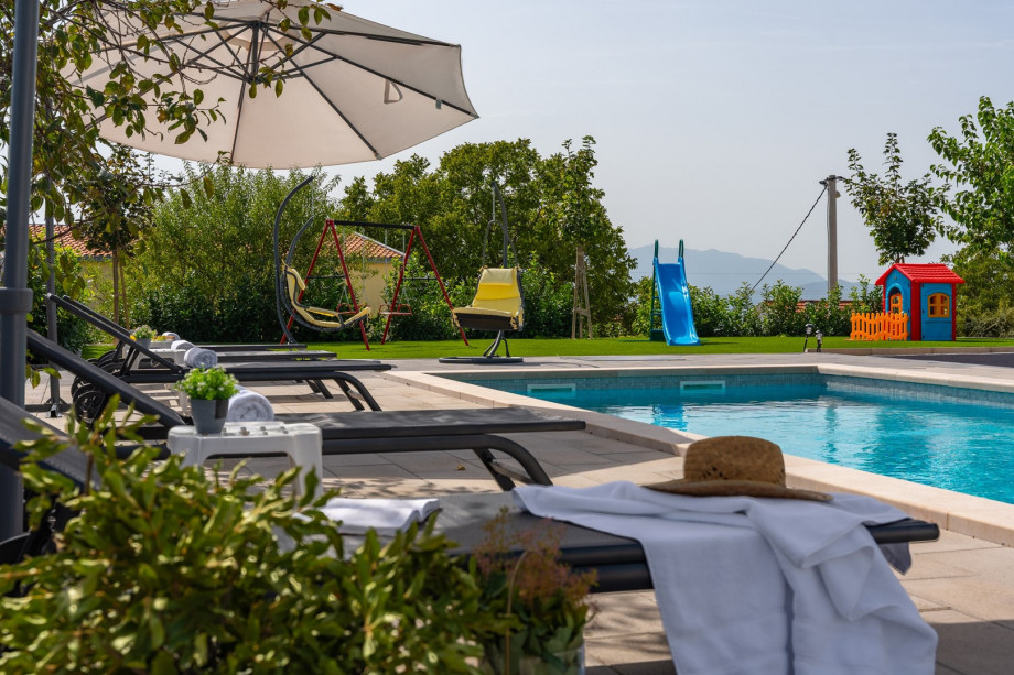 Children's playground on an artificial grassplot