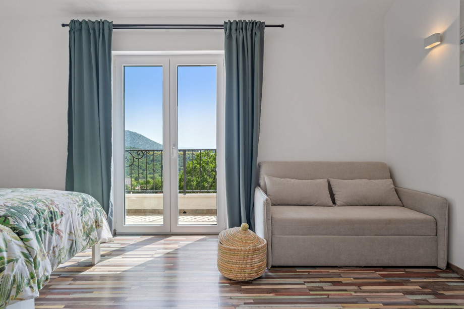 Bedroom No3 with  sofa bed for 1 person, ensuite bathroom, A/C, balcony.