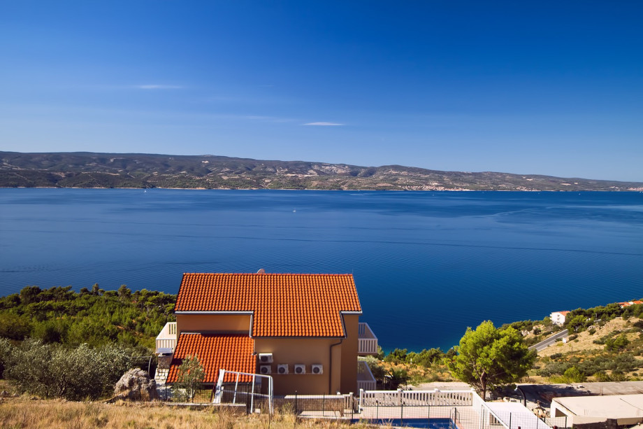 View from the hill on house and surrounding area