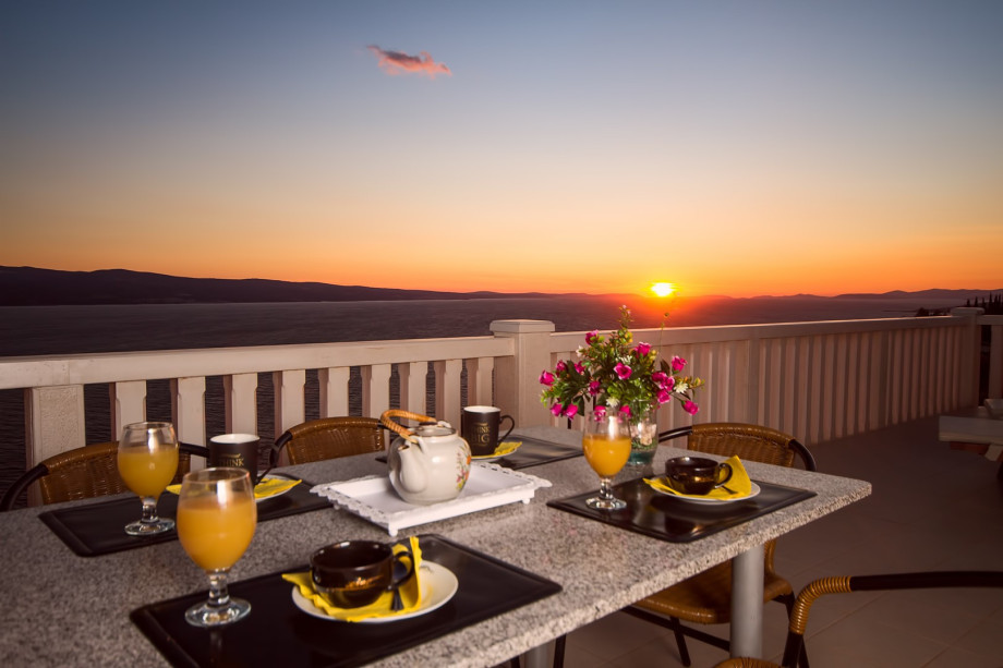 Magnificent sunset view from the terrace on the last floor