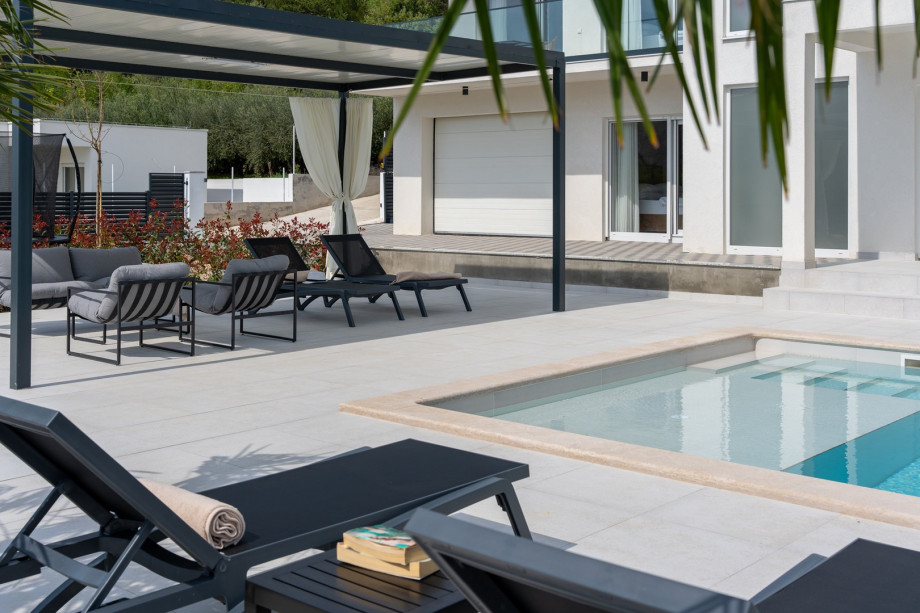 a covered lounge area