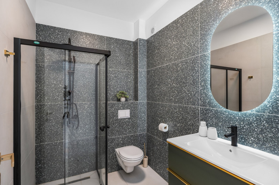 a bathroom with a shower