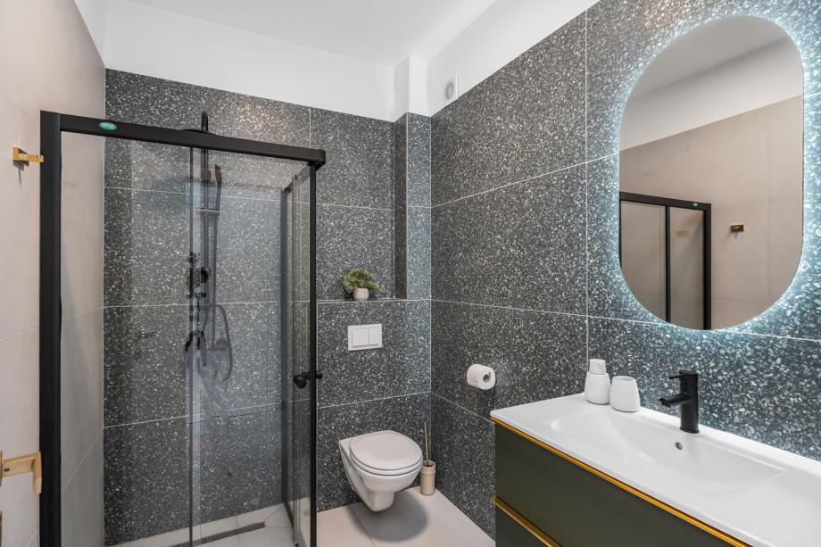 a bathroom with a shower