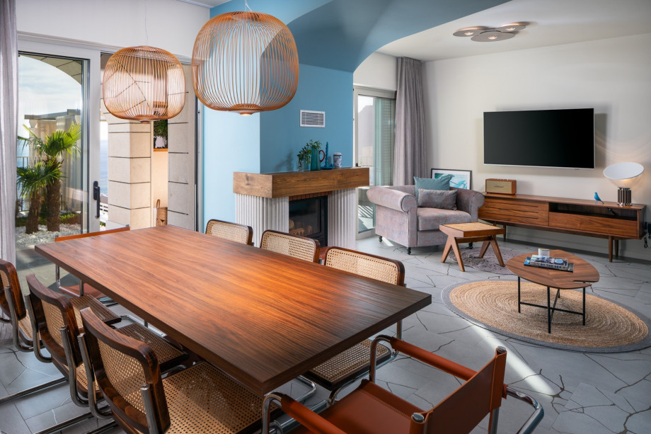 There is a dining table for six