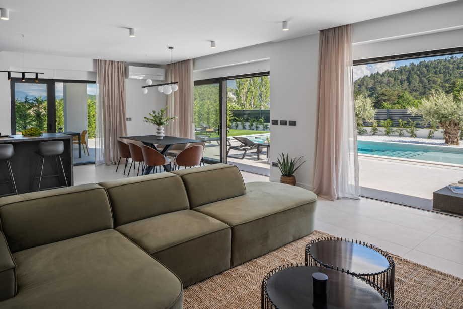 stylish living room with a sofa and TV